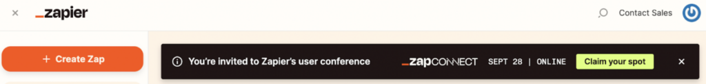Screenshot of Zapier platform